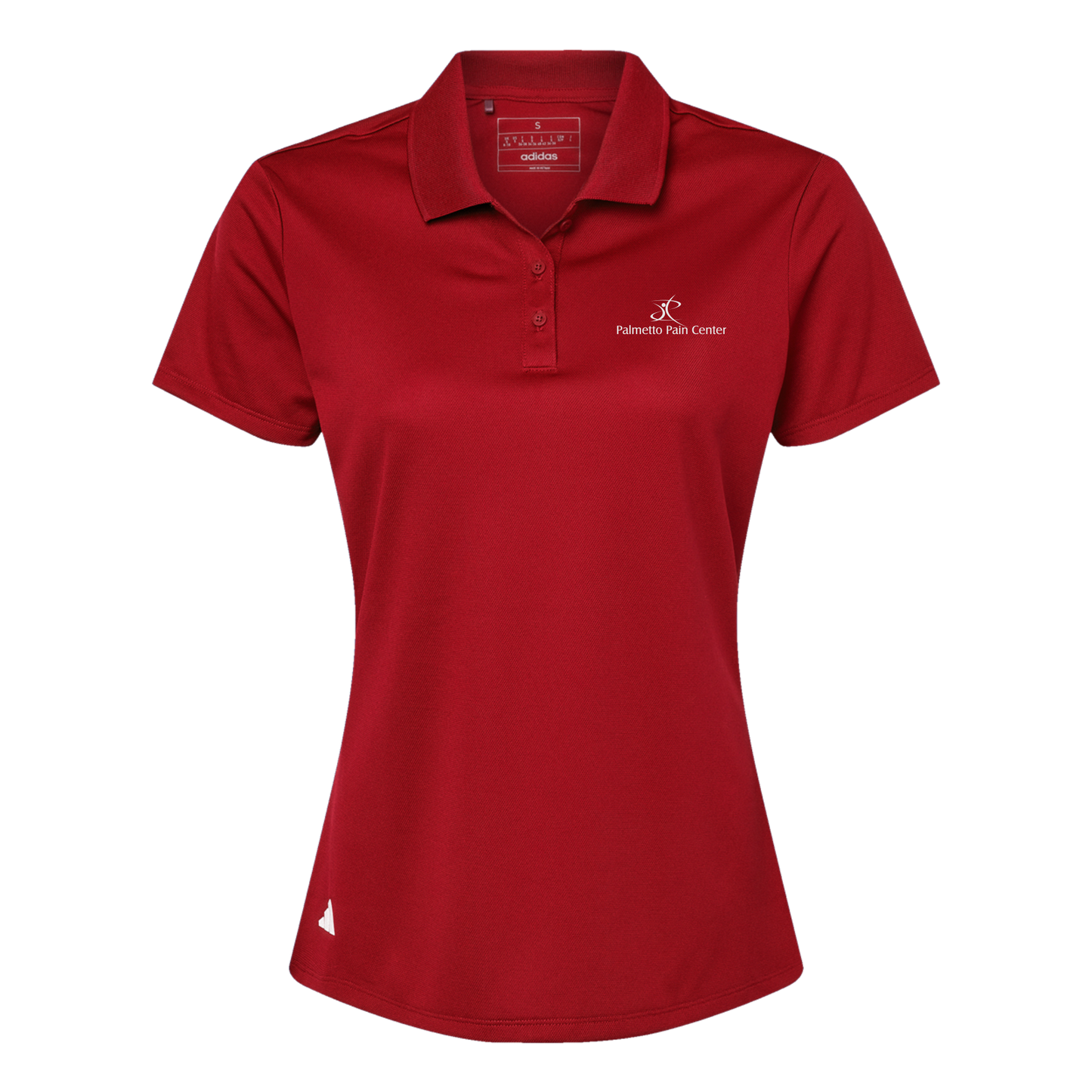 palmetto-pain-center-adidas-womens-sport-polo-shirt-embroidery-leftchest-A431-powerred-flat-front