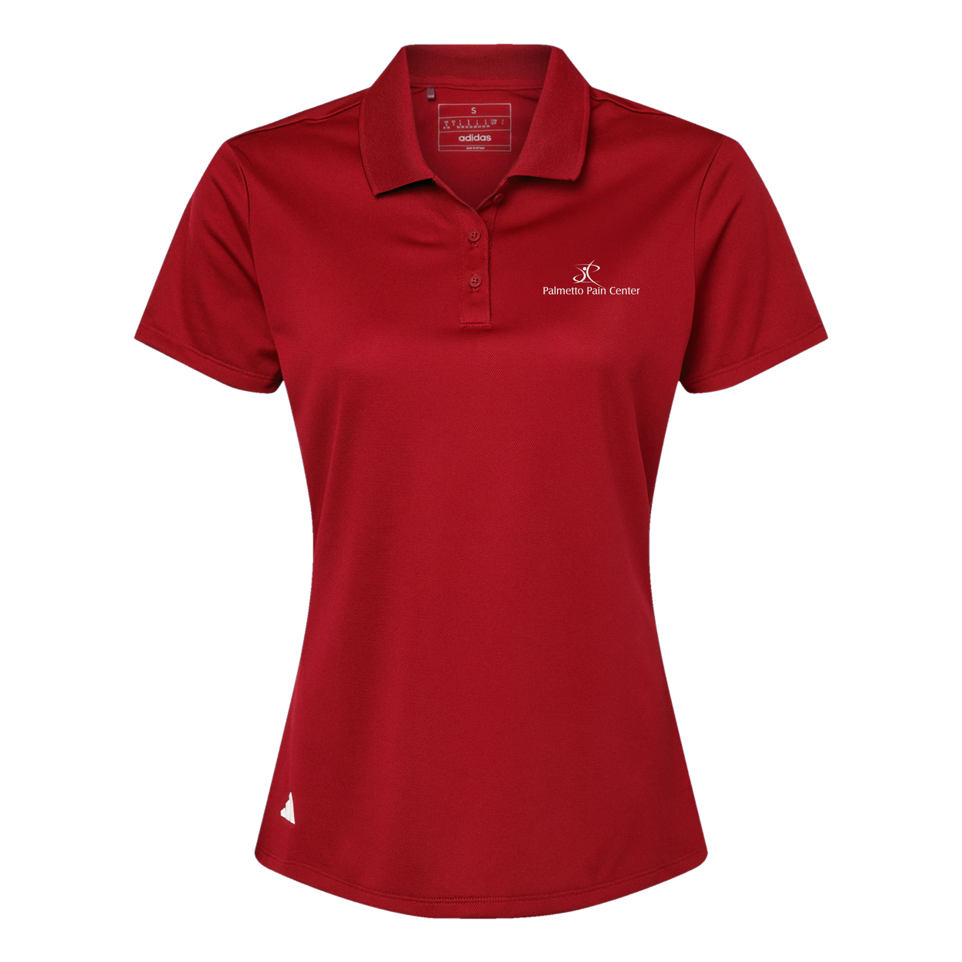 palmetto-pain-center-adidas-womens-sport-polo-shirt-embroidery-leftchest-A431-powerred-flat-front