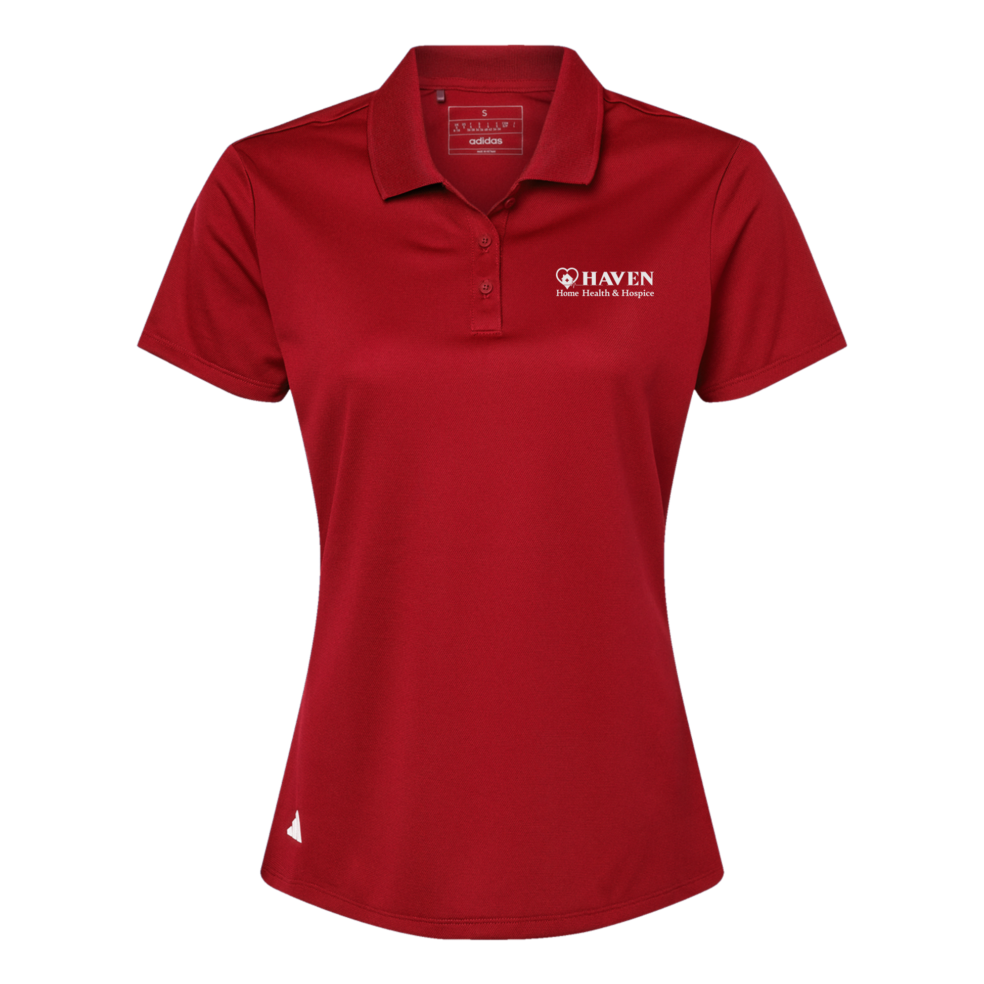 haven-adidas-womens-sport-polo-shirt-embroidery-leftchest-A431-powerred-flat-front
