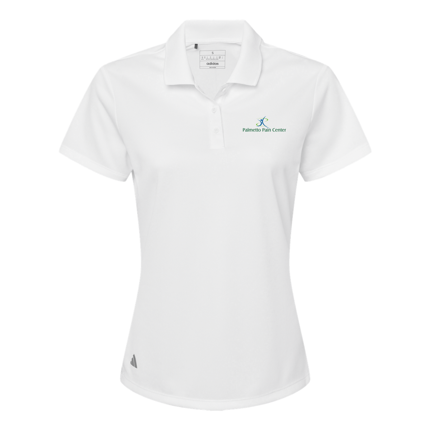palmetto-pain-center-adidas-womens-sport-polo-shirt-embroidery-leftchest-A431-white-flat-front
