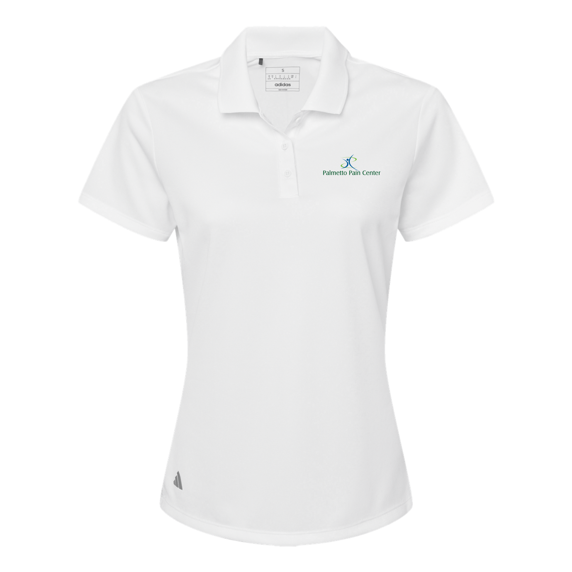 palmetto-pain-center-adidas-womens-sport-polo-shirt-embroidery-leftchest-A431-white-flat-front