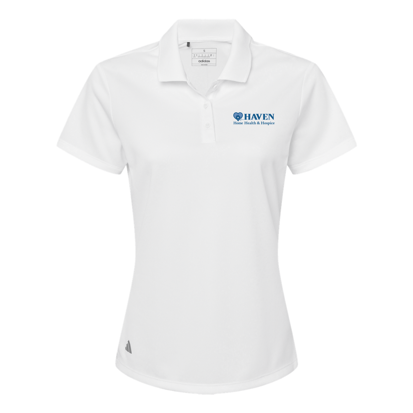 haven-adidas-womens-sport-polo-shirt-embroidery-leftchest-A431-white-flat-front