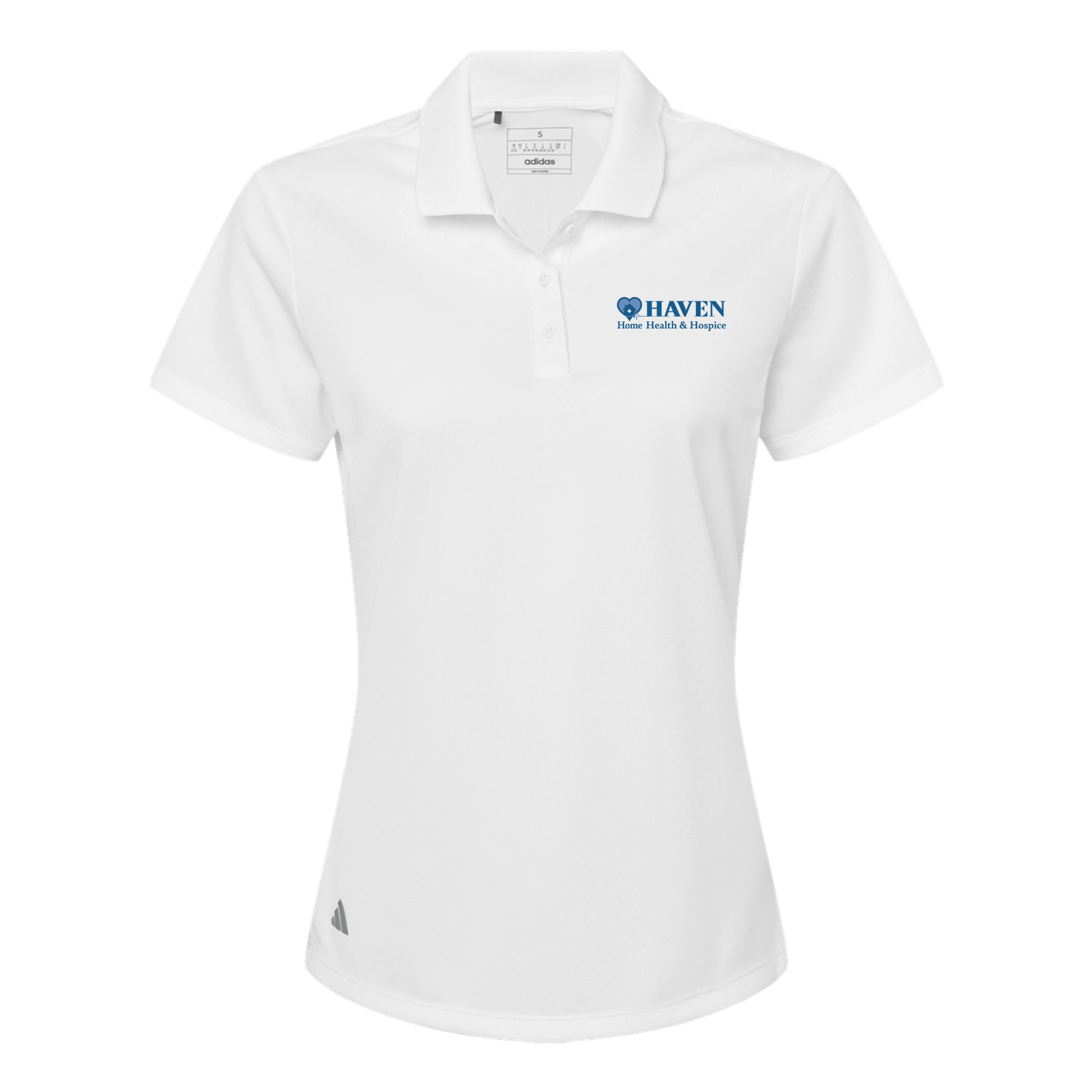 haven-adidas-womens-sport-polo-shirt-embroidery-leftchest-A431-white-flat-front