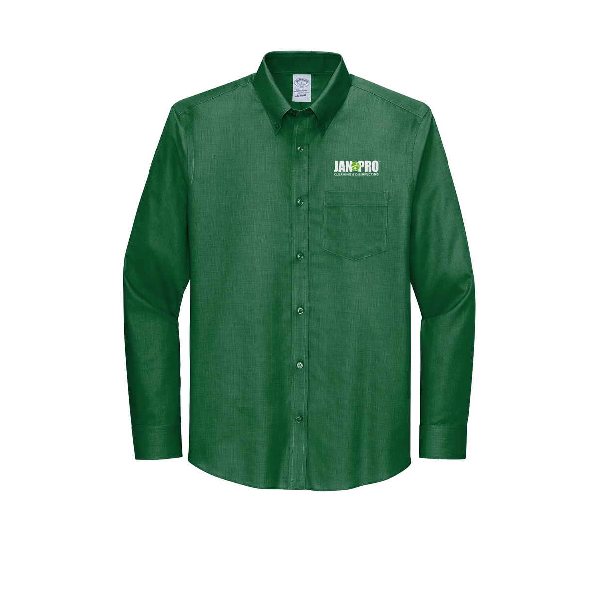 jan-pro-brooks-brothers-wrinkle-free-stretch-nailhead-shirt-embroidery-leftchest-BB18002-clubgreen-flat-front
