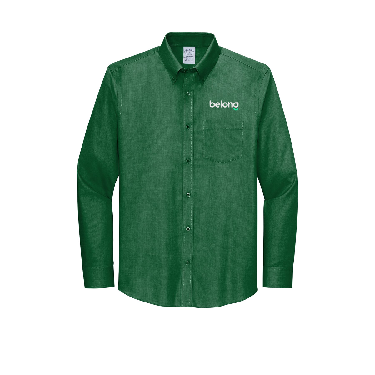 belonghome-brooks-brothers-wrinkle-free-stretch-nailhead-shirt-embroidery-leftchest-BB18002-clubgreen-flat-front