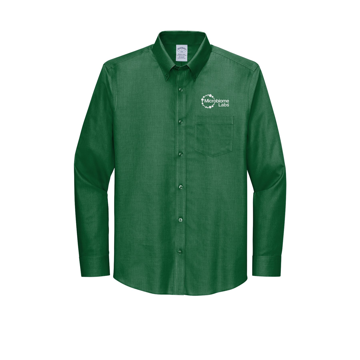 microbiomelabs-brooks-brothers-wrinkle-free-stretch-nailhead-shirt-embroidery-leftchest-BB18002-clubgreen-flat-front