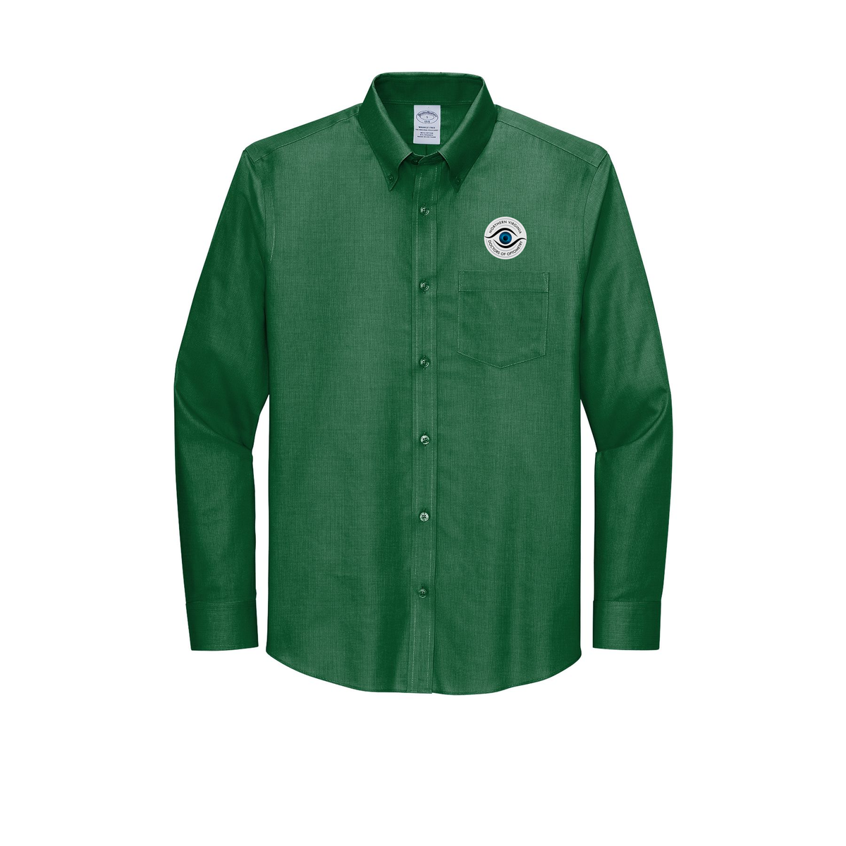 novaeyedocs-brooks-brothers-wrinkle-free-stretch-nailhead-shirt-embroidery-leftchest-BB18002-clubgreen-flat-front
