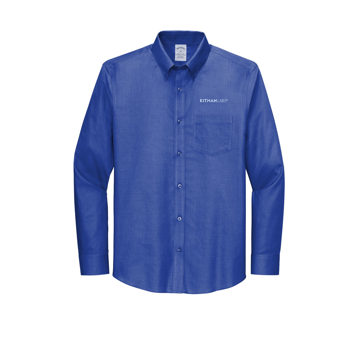 kitmanlabs-brooks-brothers-wrinkle-free-stretch-nailhead-shirt-embroidery-leftchest-BB18002-cobaltblue-flat-front