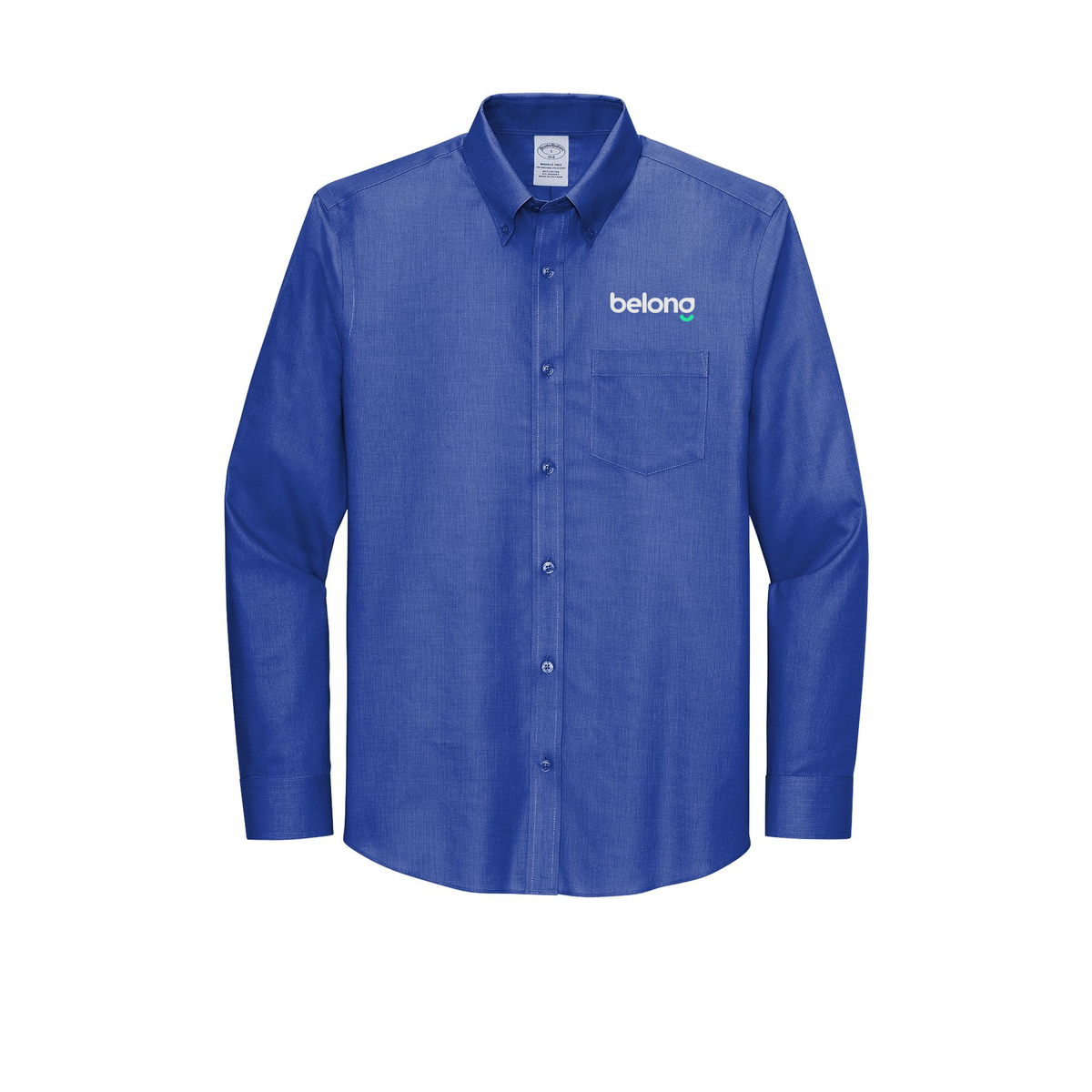 belonghome-brooks-brothers-wrinkle-free-stretch-nailhead-shirt-embroidery-leftchest-BB18002-cobaltblue-flat-front