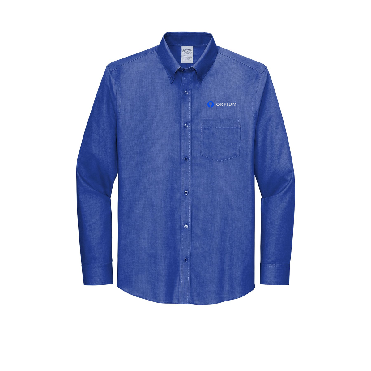 orfium-brooks-brothers-wrinkle-free-stretch-nailhead-shirt-embroidery-leftchest-BB18002-cobaltblue-flat-front