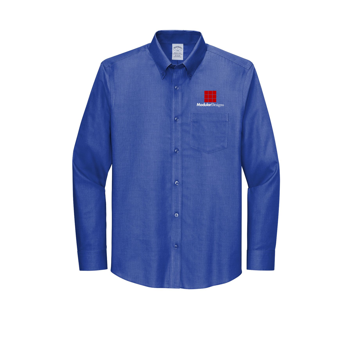 modulardesignsflooring-brooks-brothers-wrinkle-free-stretch-nailhead-shirt-embroidery-leftchest-BB18002-cobaltblue-flat-front