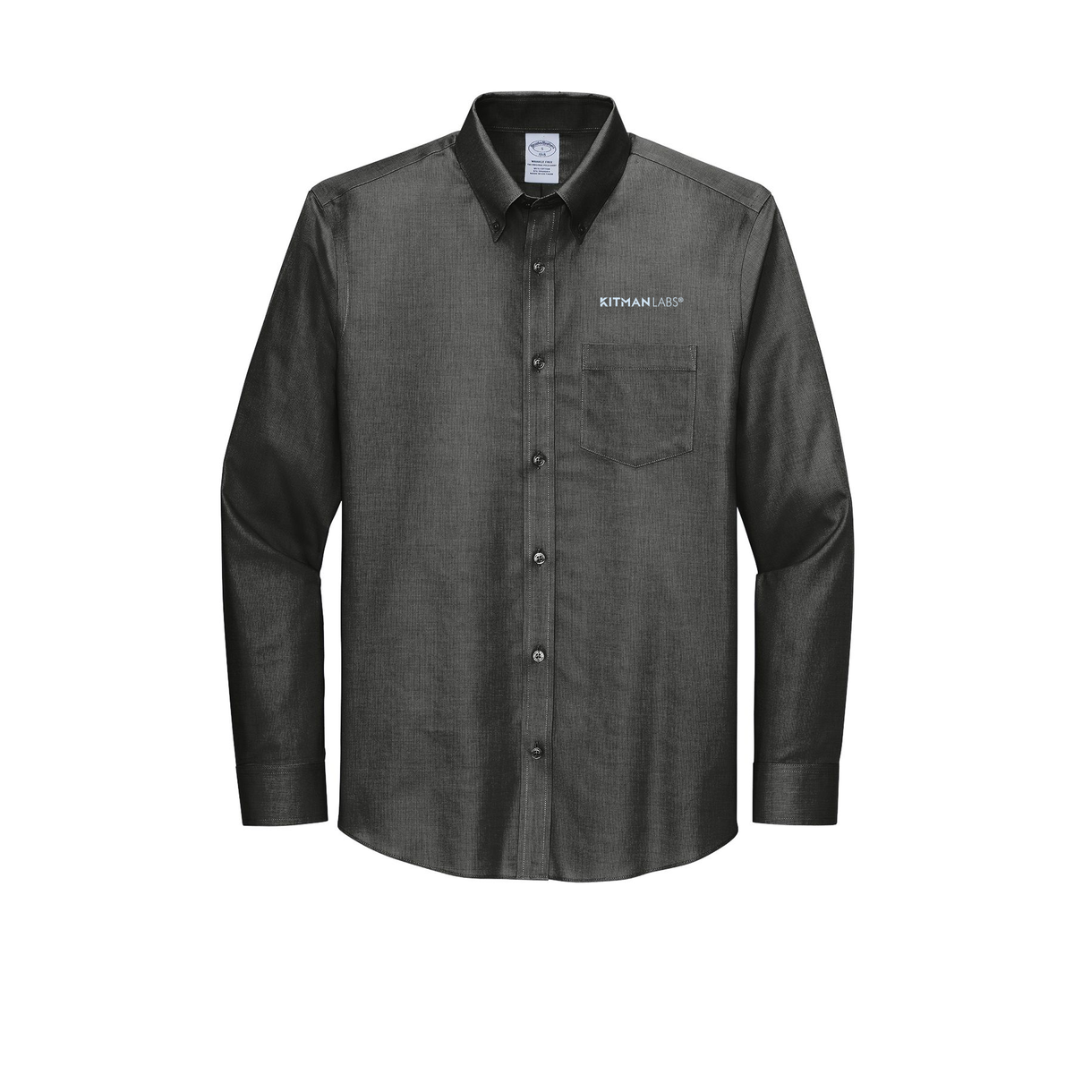 kitmanlabs-brooks-brothers-wrinkle-free-stretch-nailhead-shirt-embroidery-leftchest-BB18002-deepblack-flat-front