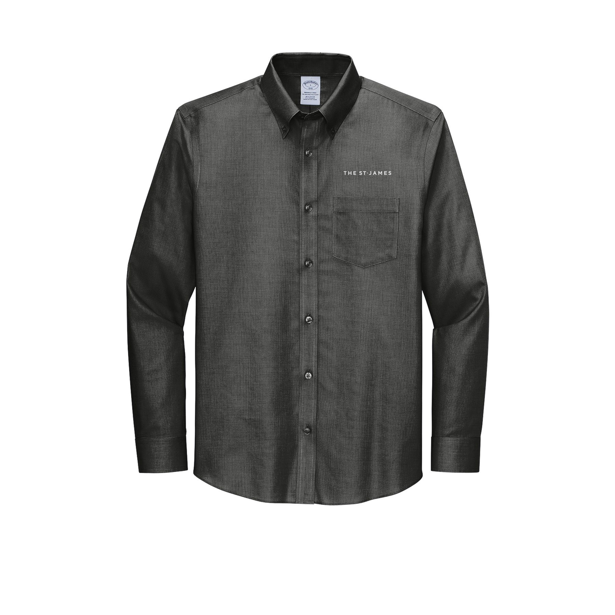 thestjames-brooks-brothers-wrinkle-free-stretch-nailhead-shirt-embroidery-leftchest-BB18002-deepblack-flat-front