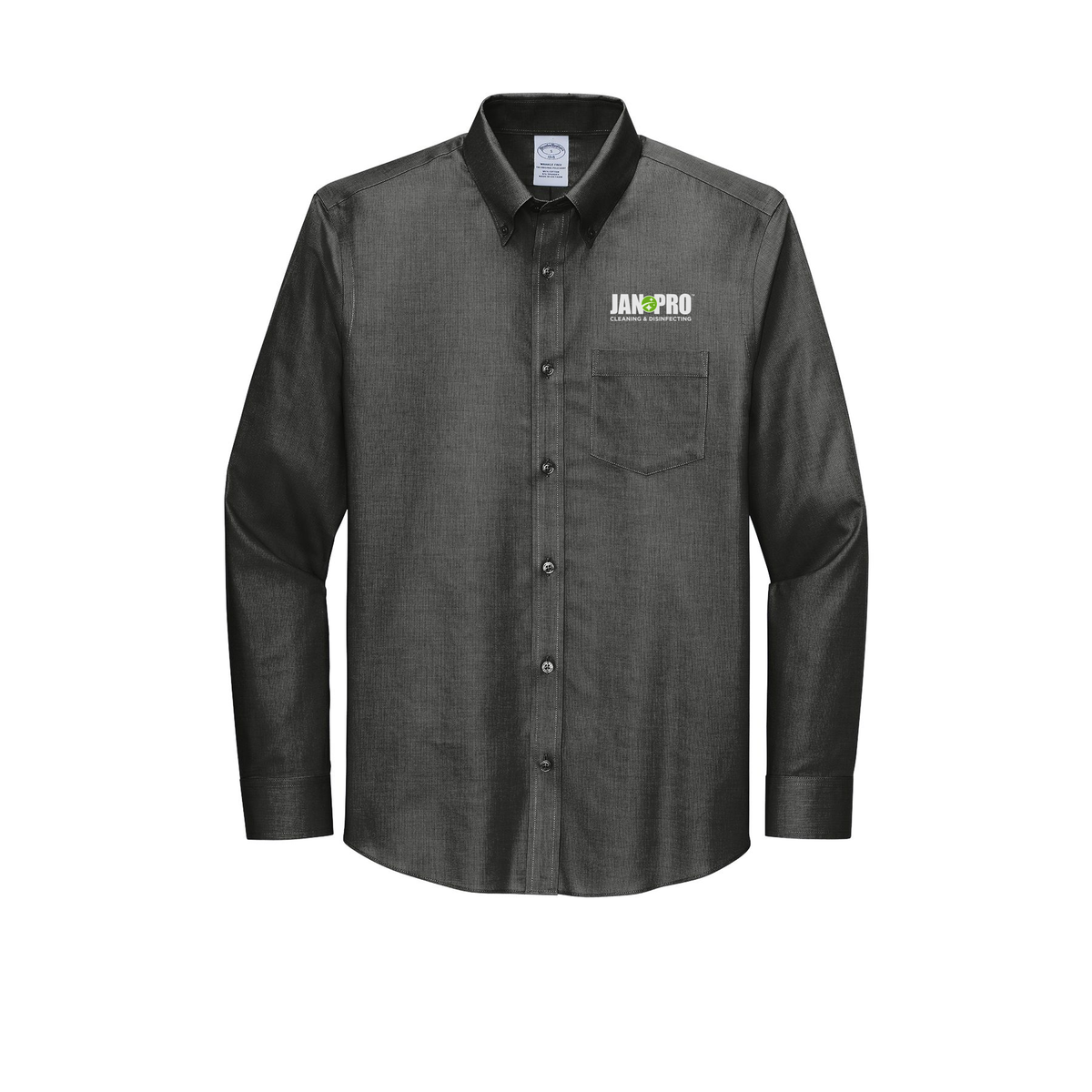 jan-pro-brooks-brothers-wrinkle-free-stretch-nailhead-shirt-embroidery-leftchest-BB18002-deepblack-flat-front
