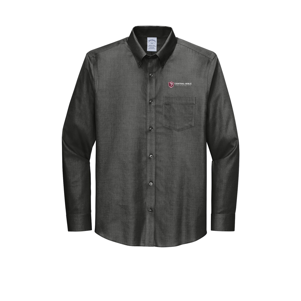 centralbible-brooks-brothers-wrinkle-free-stretch-nailhead-shirt-embroidery-leftchest-BB18002-deepblack-flat-front