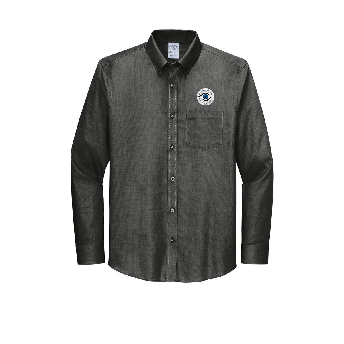 novaeyedocs-brooks-brothers-wrinkle-free-stretch-nailhead-shirt-embroidery-leftchest-BB18002-deepblack-flat-front