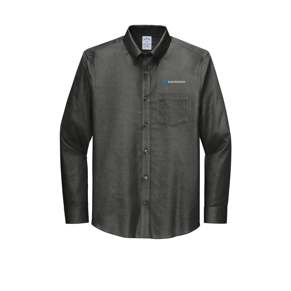 expr-brooks-brothers-wrinkle-free-stretch-nailhead-shirt-embroidery-leftchest-BB18002-deepblack-flat-front