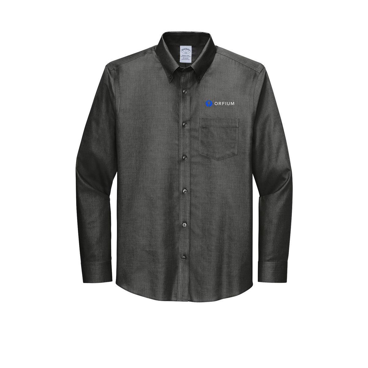 orfium-brooks-brothers-wrinkle-free-stretch-nailhead-shirt-embroidery-leftchest-BB18002-deepblack-flat-front
