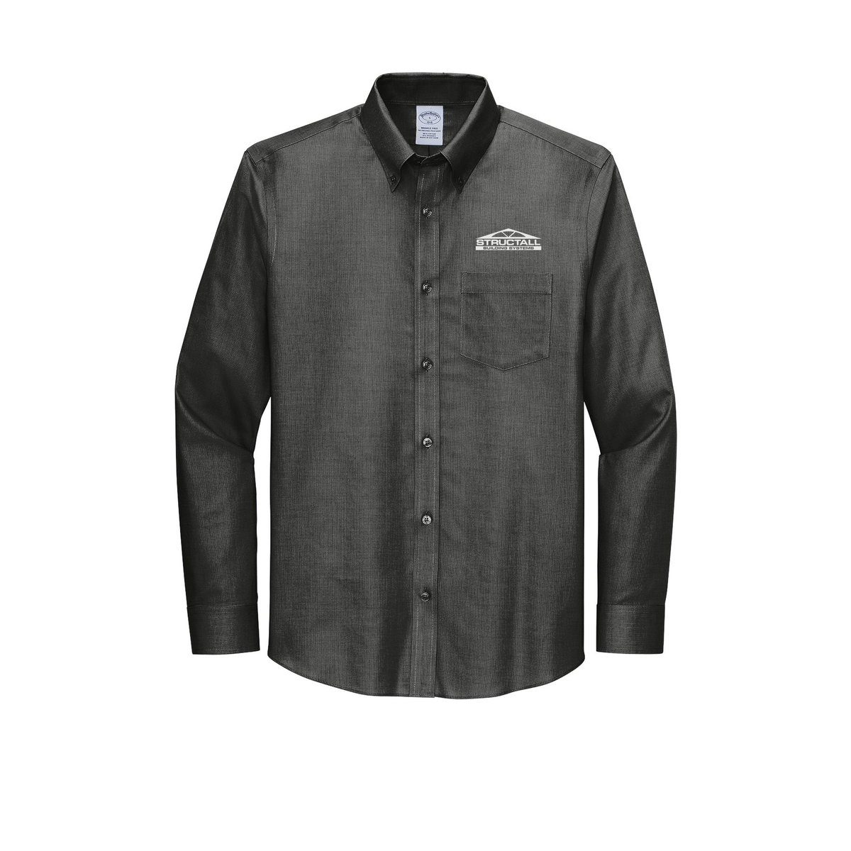 structall-brooks-brothers-wrinkle-free-stretch-nailhead-shirt-embroidery-leftchest-BB18002-deepblack-flat-front