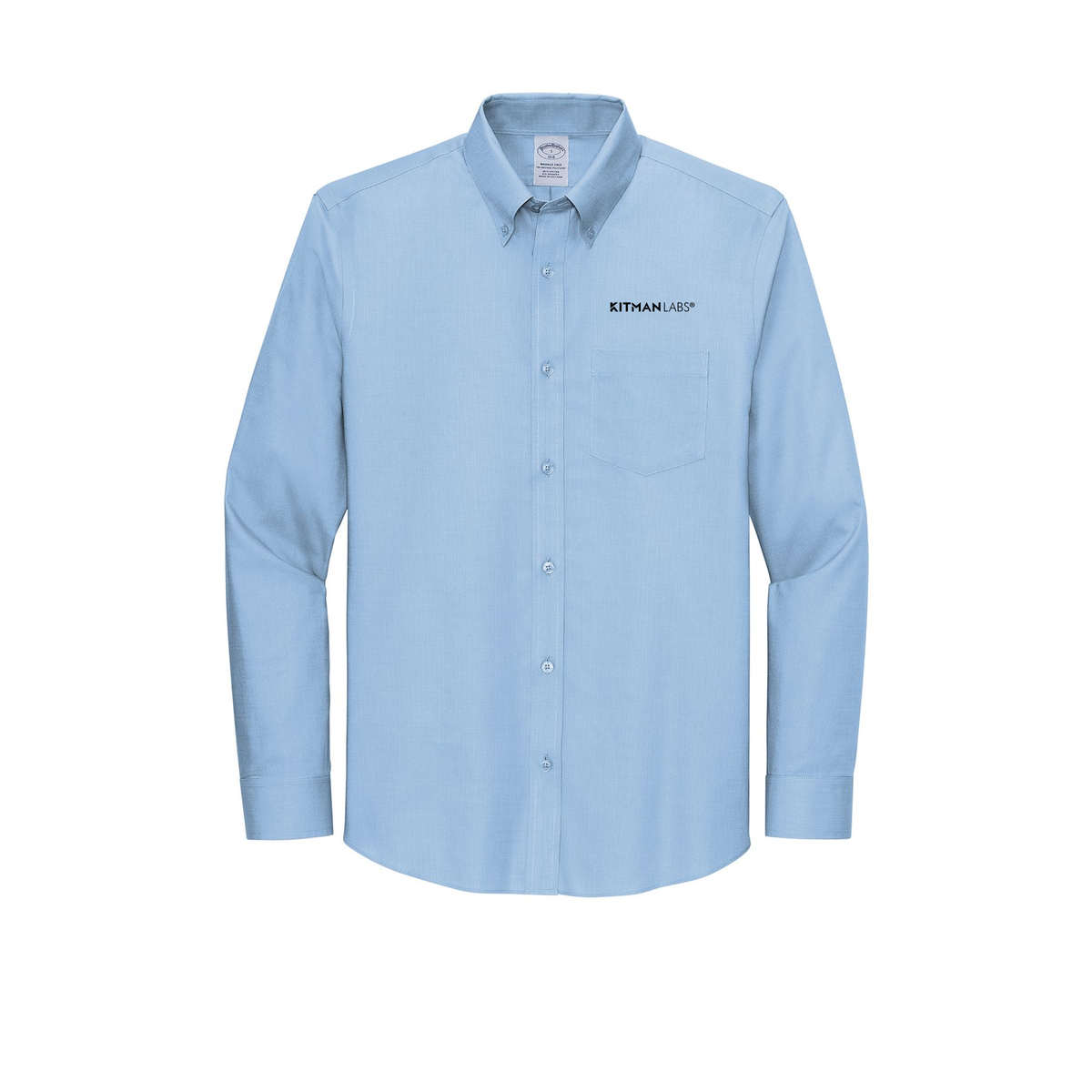 kitmanlabs-brooks-brothers-wrinkle-free-stretch-nailhead-shirt-embroidery-leftchest-BB18002-newportblue-flat-front