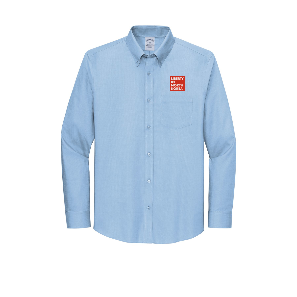 libertyinnorthkorea-brooks-brothers-wrinkle-free-stretch-nailhead-shirt-embroidery-leftchest-BB18002-newportblue-flat-front