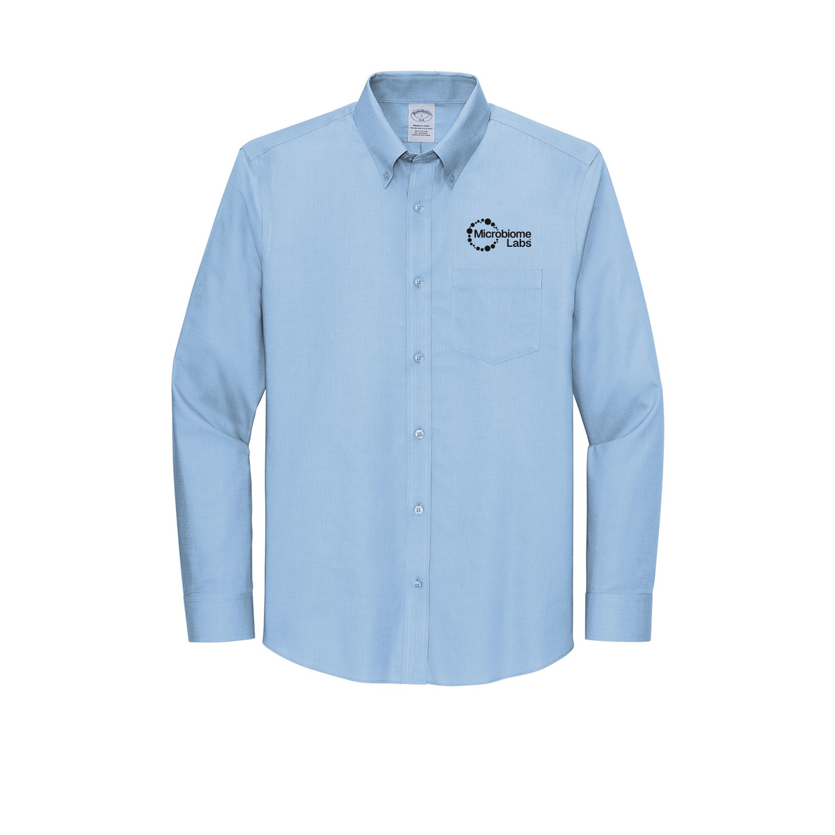 microbiomelabs-brooks-brothers-wrinkle-free-stretch-nailhead-shirt-embroidery-leftchest-BB18002-newportblue-flat-front