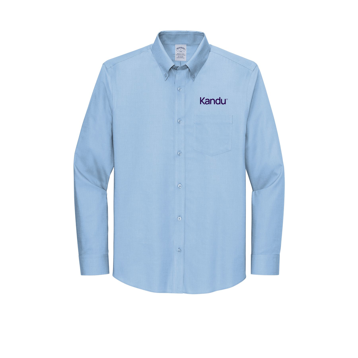 kandu-brooks-brothers-wrinkle-free-stretch-nailhead-shirt-embroidery-leftchest-BB18002-newportblue-flat-front