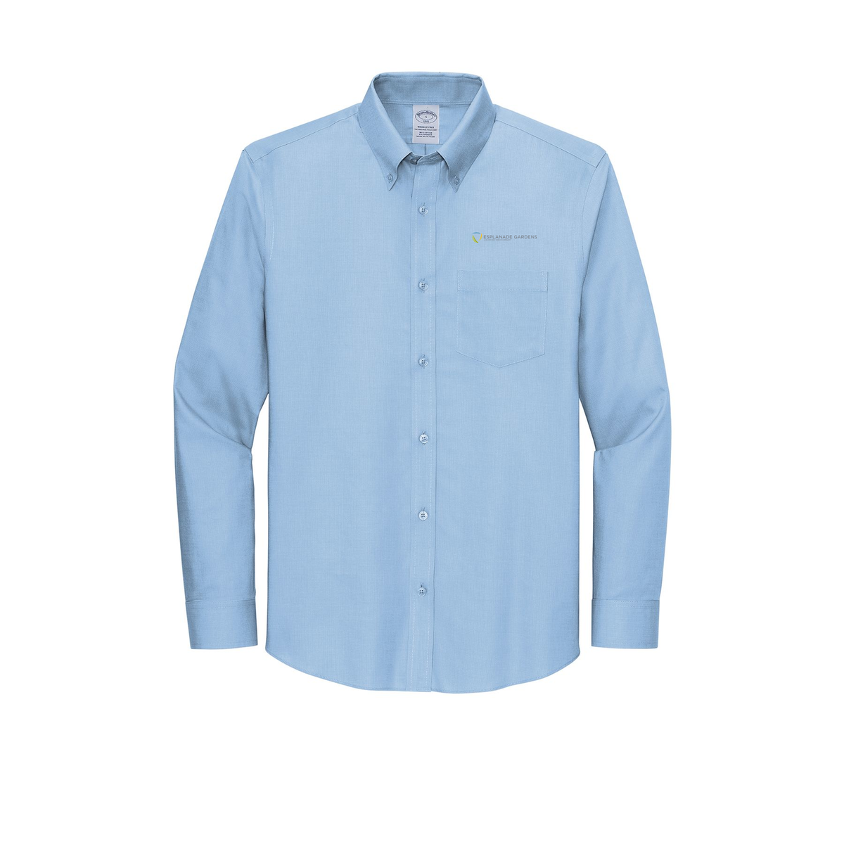 esplanadeseniorcampus-brooks-brothers-wrinkle-free-stretch-nailhead-shirt-embroidery-leftchest-BB18002-newportblue-flat-front