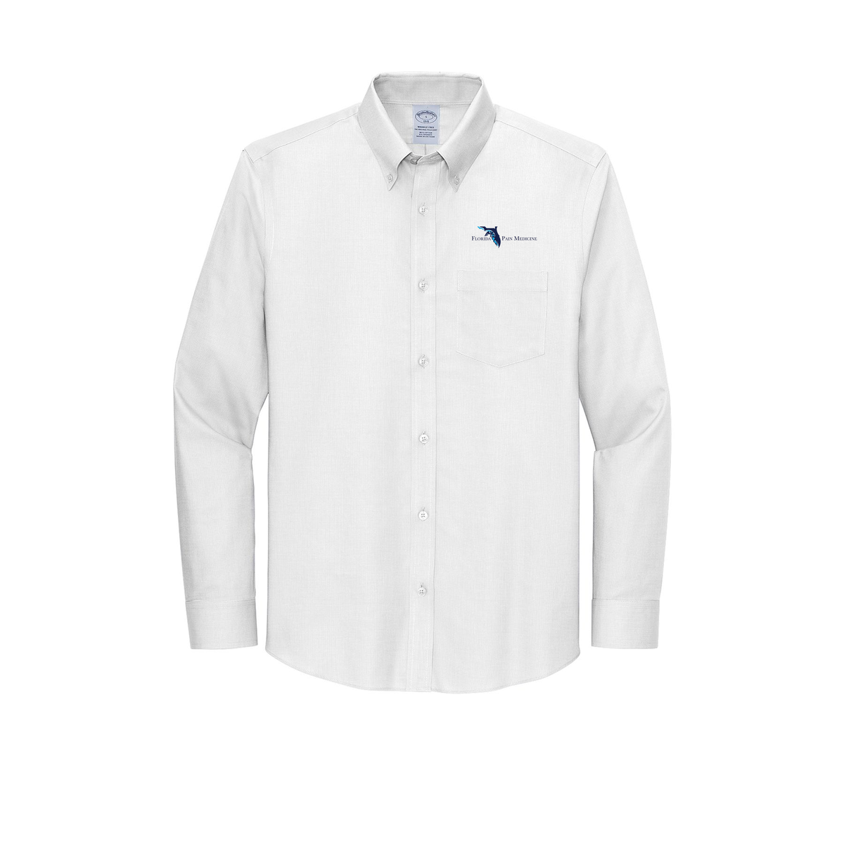 floridapainmedicine-brooks-brothers-wrinkle-free-stretch-nailhead-shirt-embroidery-leftchest-BB18002-white-flat-front