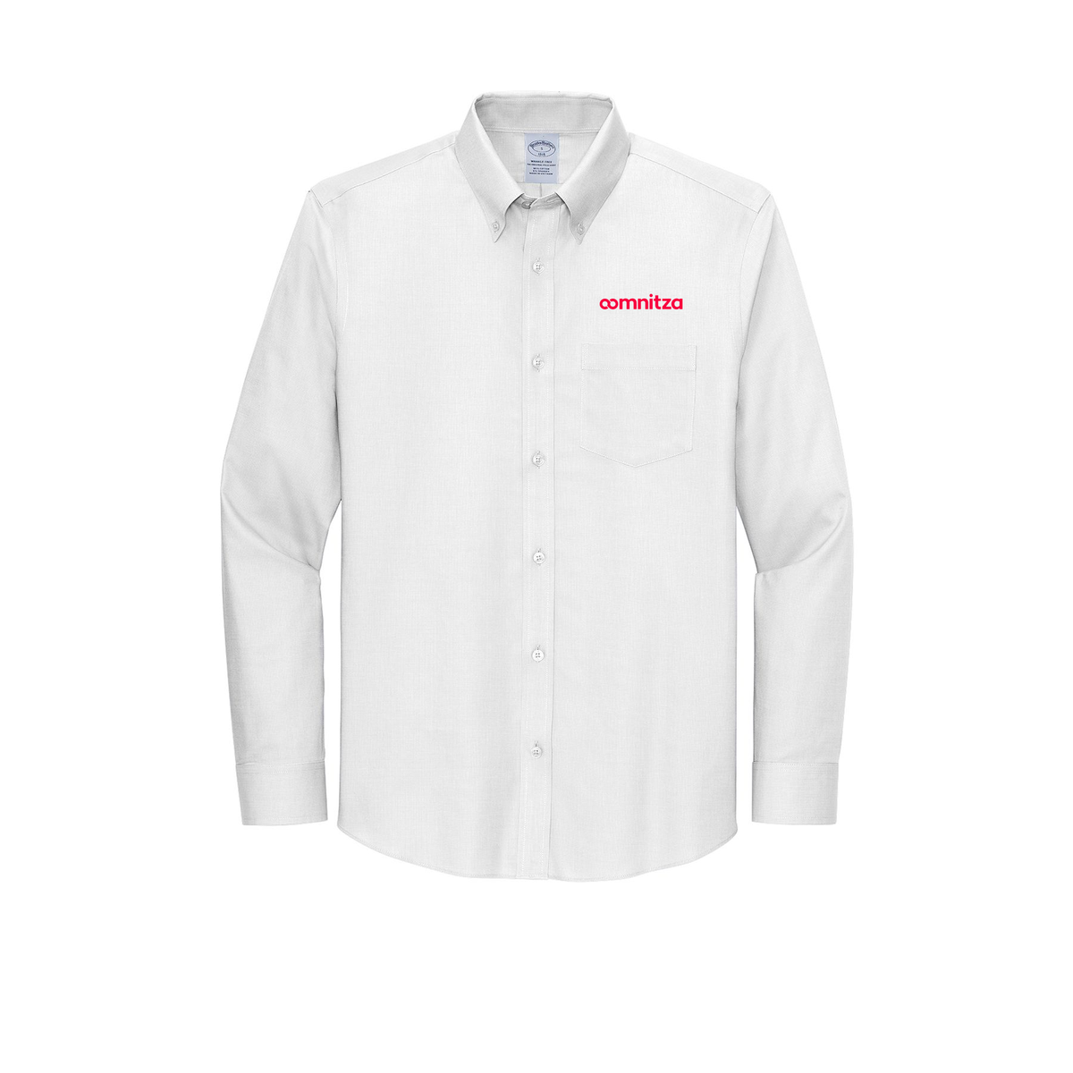 oomnitza-brooks-brothers-wrinkle-free-stretch-nailhead-shirt-embroidery-leftchest-BB18002-white-flat-front