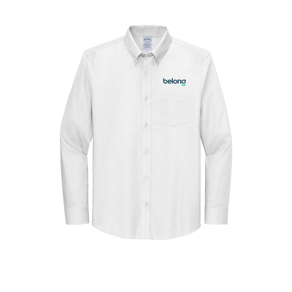 belonghome-brooks-brothers-wrinkle-free-stretch-nailhead-shirt-embroidery-leftchest-BB18002-white-flat-front