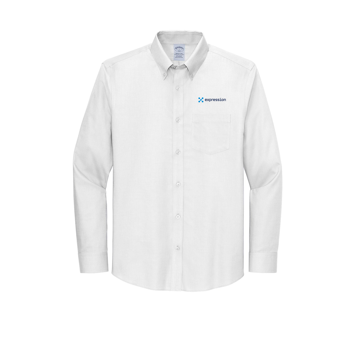 expr-brooks-brothers-wrinkle-free-stretch-nailhead-shirt-embroidery-leftchest-BB18002-white-flat-front