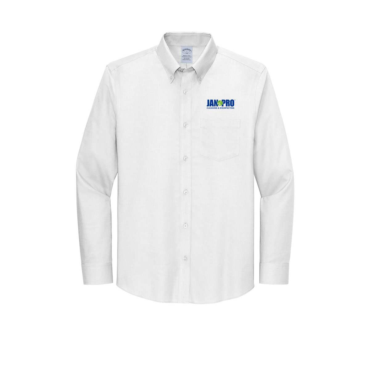 jan-pro-brooks-brothers-wrinkle-free-stretch-nailhead-shirt-embroidery-leftchest-BB18002-white-flat-front