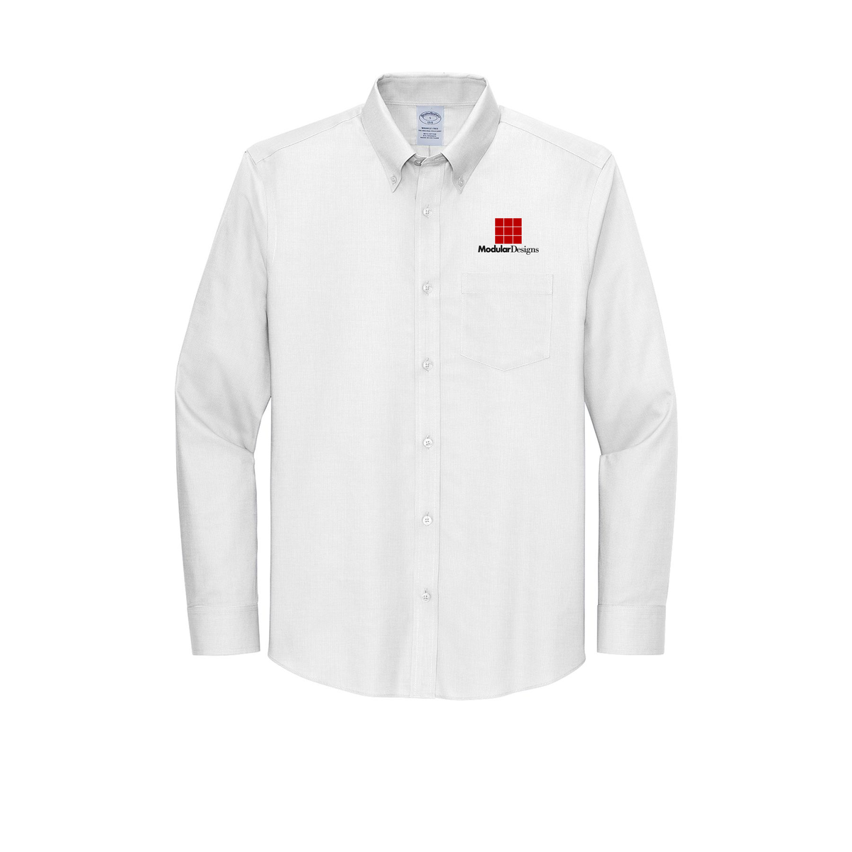 modulardesignsflooring-brooks-brothers-wrinkle-free-stretch-nailhead-shirt-embroidery-leftchest-BB18002-white-flat-front