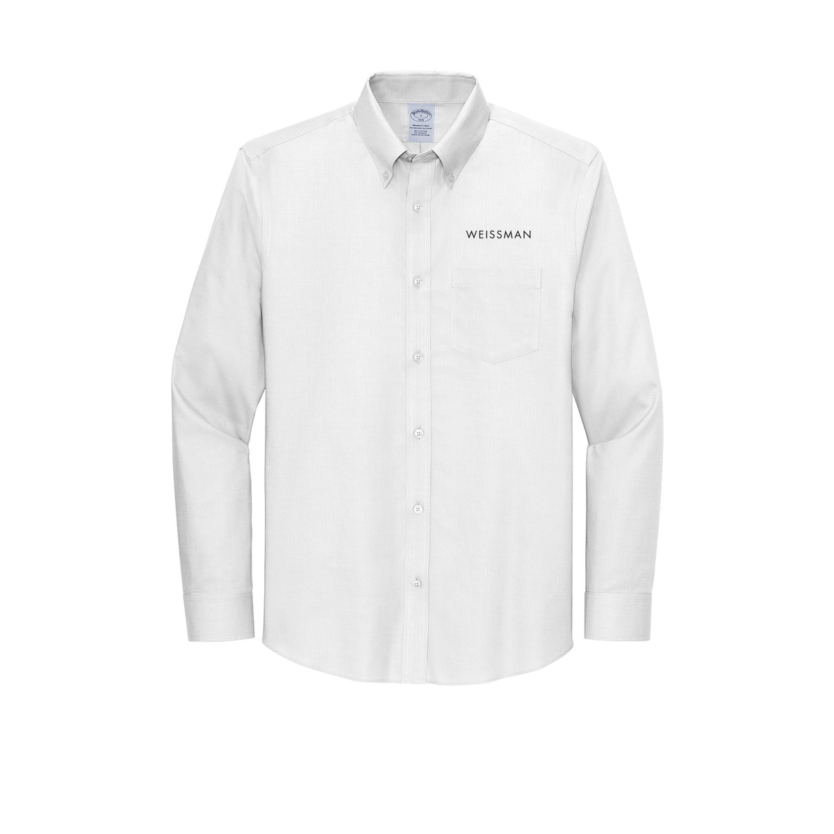 weissmans-brooks-brothers-wrinkle-free-stretch-nailhead-shirt-embroidery-leftchest-BB18002-white-flat-front