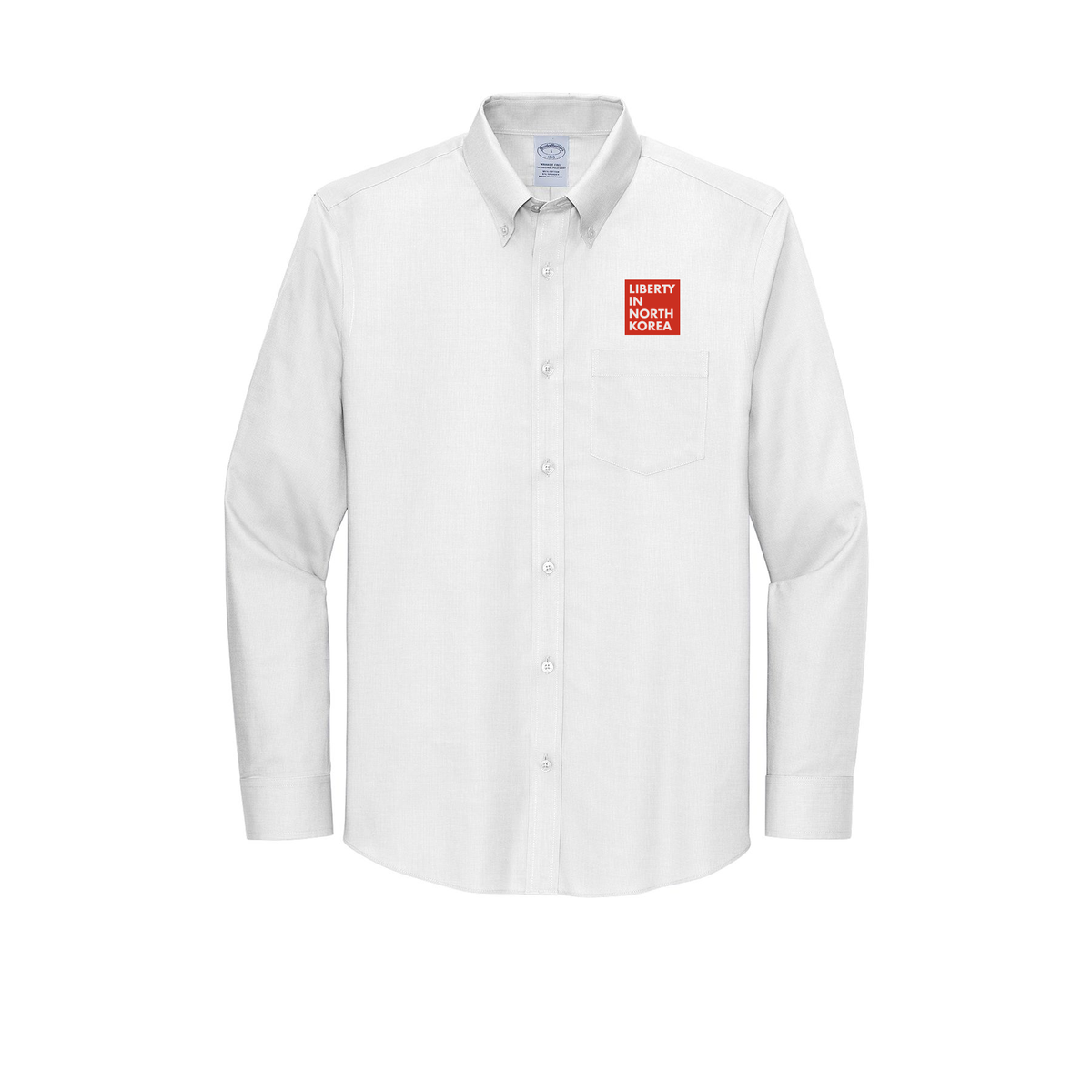 libertyinnorthkorea-brooks-brothers-wrinkle-free-stretch-nailhead-shirt-embroidery-leftchest-BB18002-white-flat-front