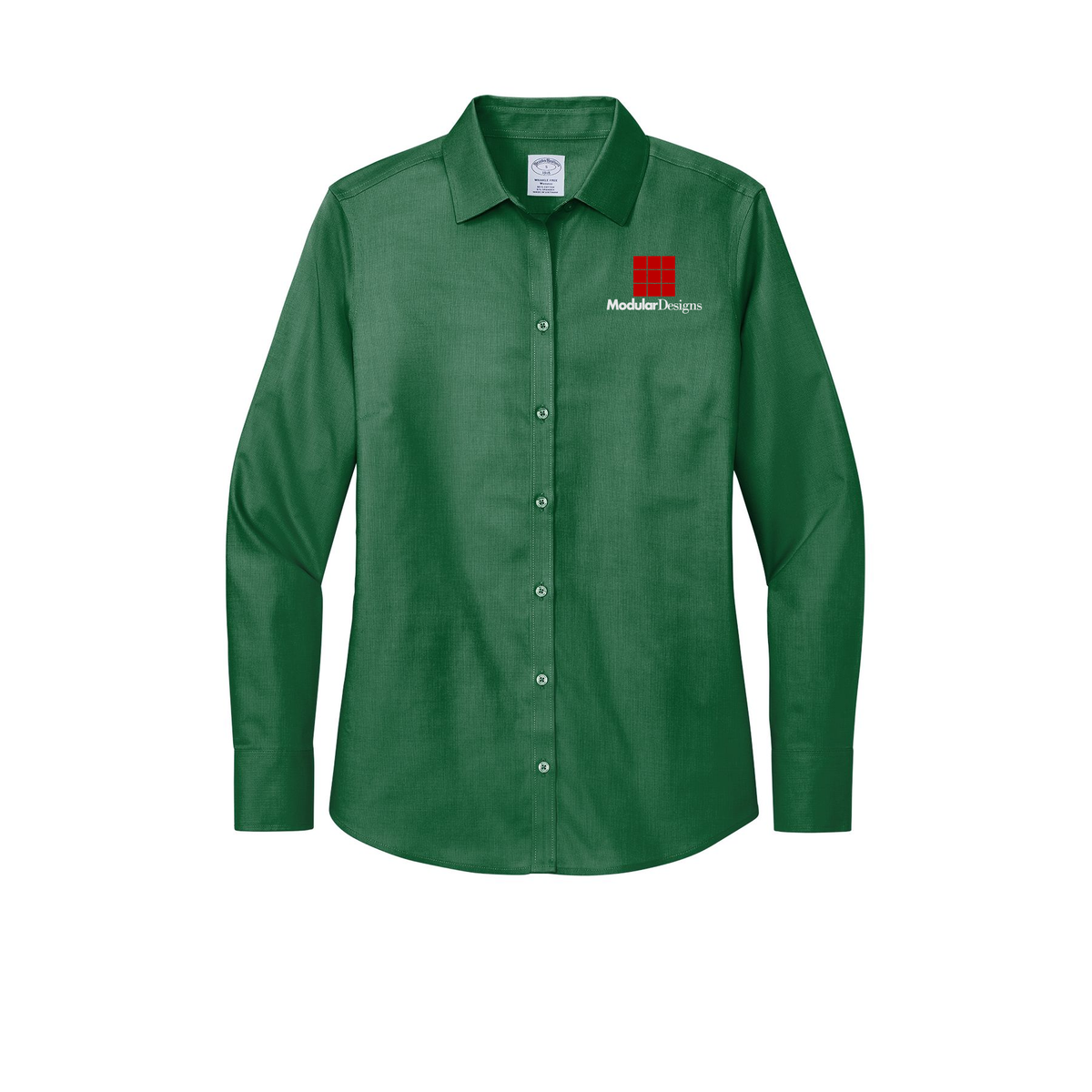 modulardesignsflooring-brooks-brothers-womens-wrinkle-free-stretch-nailhead-shirt-embroidery-leftchest-BB18003-clubgreen-flat-front