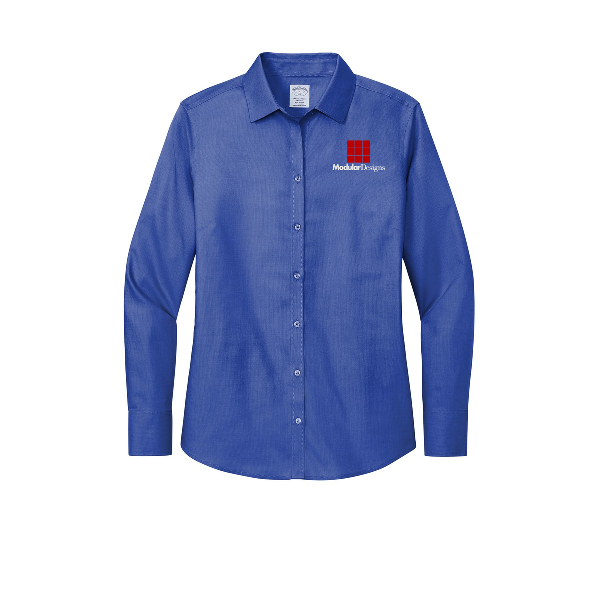 modulardesignsflooring-brooks-brothers-womens-wrinkle-free-stretch-nailhead-shirt-embroidery-leftchest-BB18003-cobaltblue-flat-front