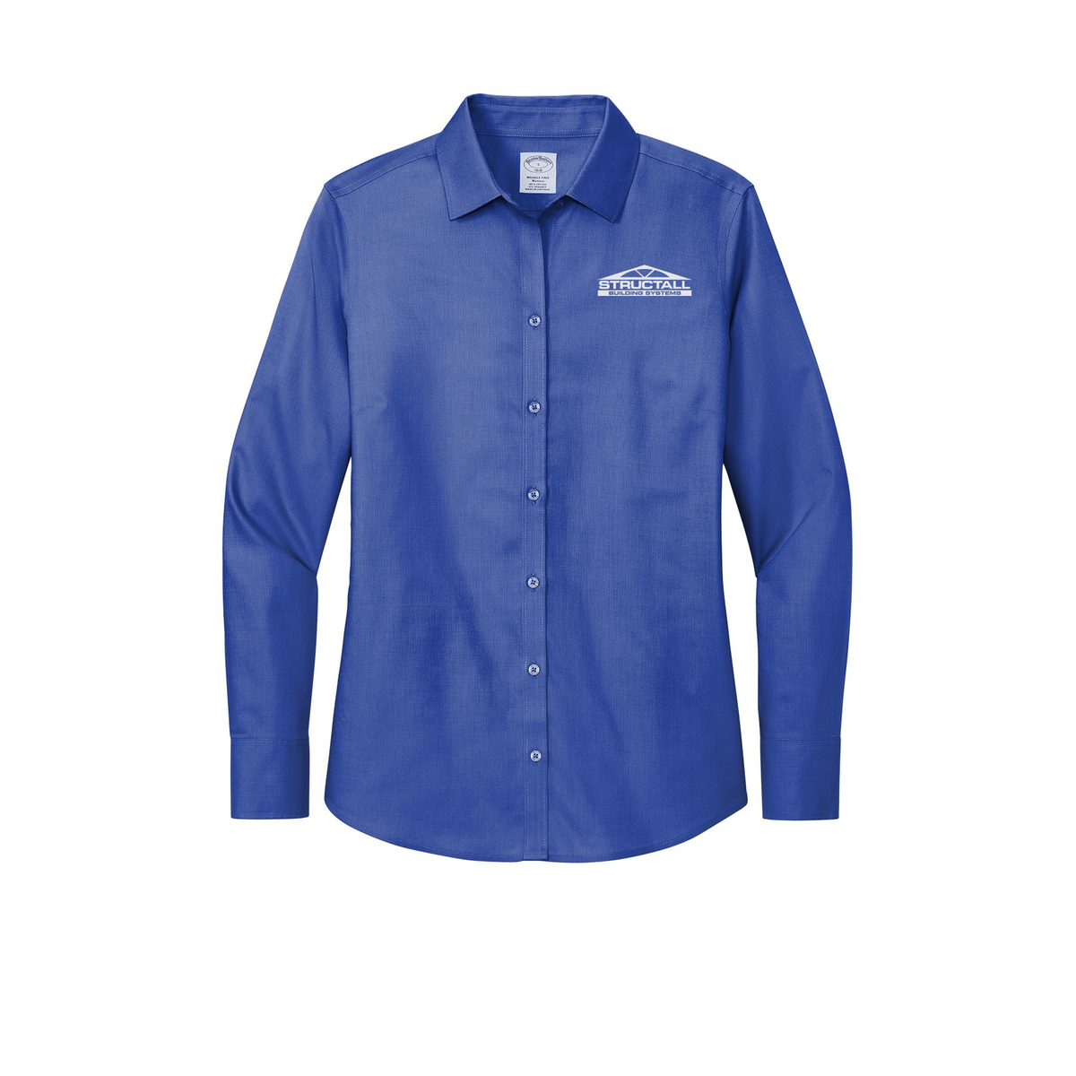 structall-brooks-brothers-womens-wrinkle-free-stretch-nailhead-shirt-embroidery-leftchest-BB18003-cobaltblue-flat-front