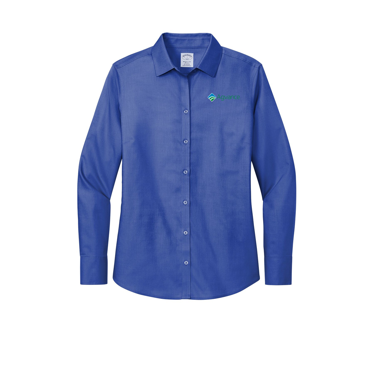 agvance-brooks-brothers-womens-wrinkle-free-stretch-nailhead-shirt-embroidery-leftchest-BB18003-cobaltblue-flat-front