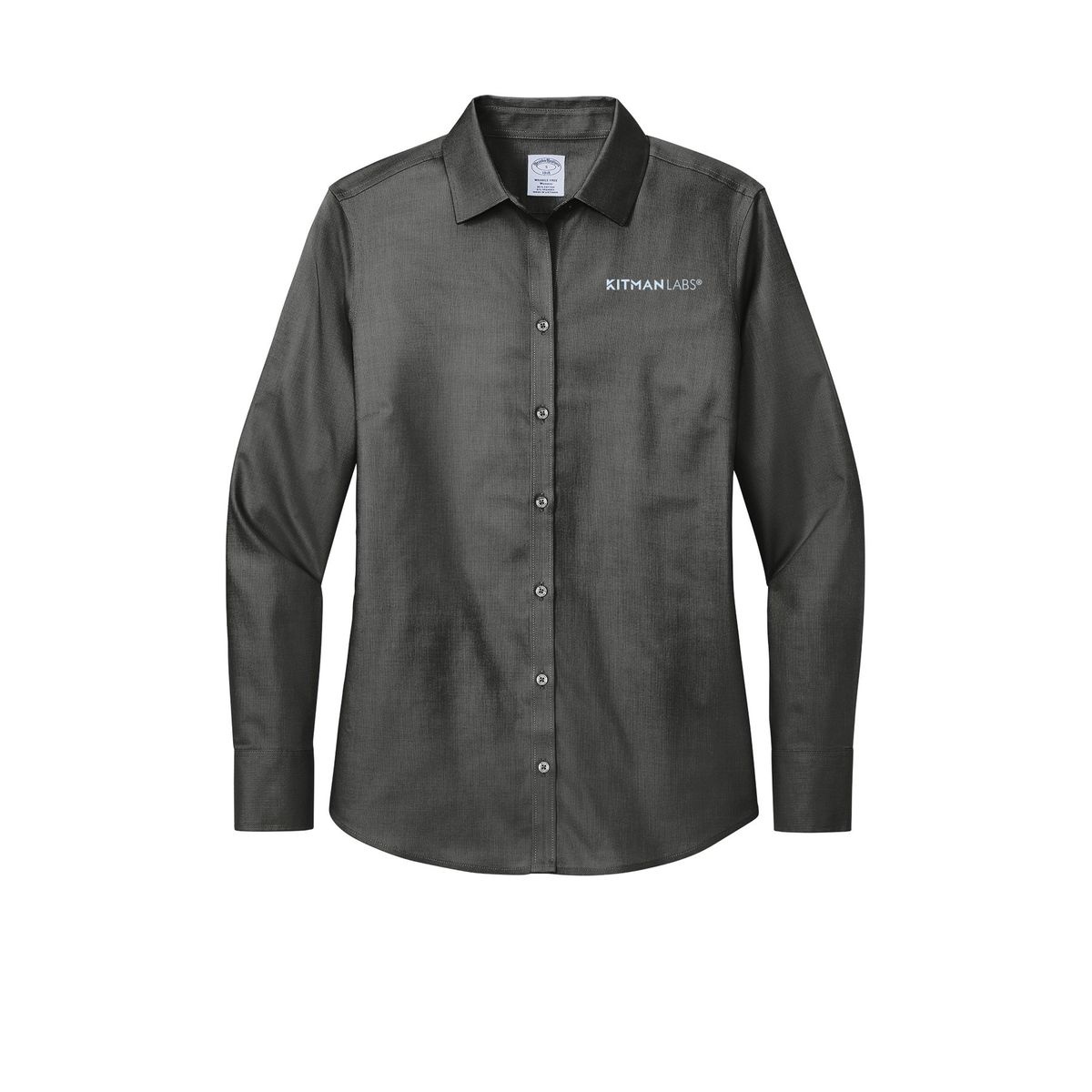 kitmanlabs-brooks-brothers-womens-wrinkle-free-stretch-nailhead-shirt-embroidery-leftchest-BB18003-deepblack-flat-front