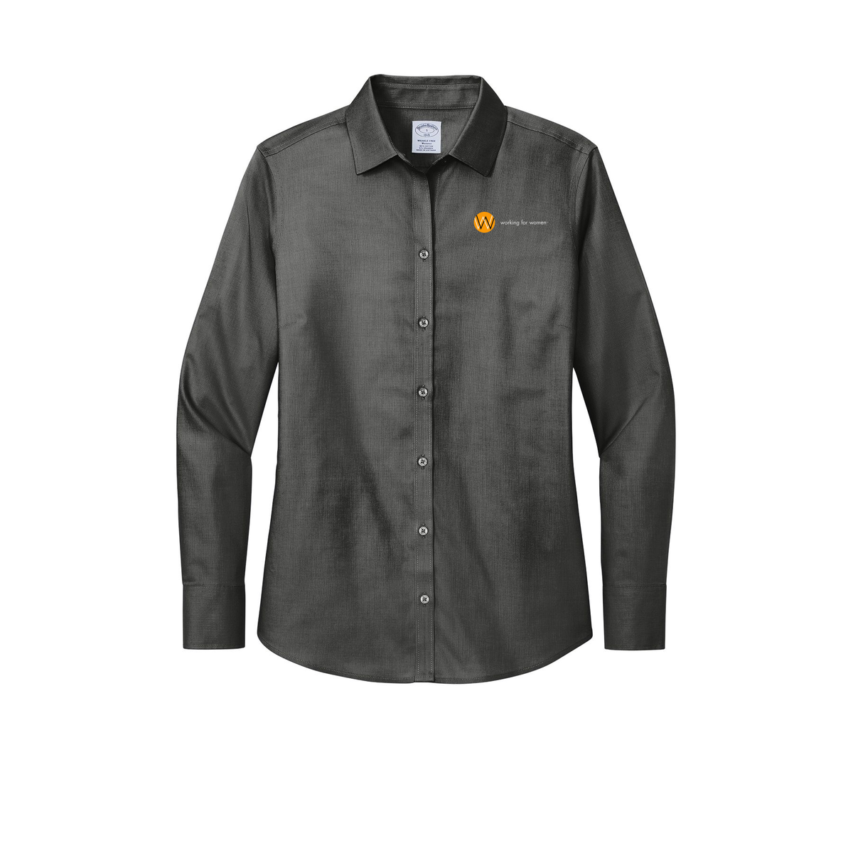workingforwomen-brooks-brothers-womens-wrinkle-free-stretch-nailhead-shirt-embroidery-leftchest-BB18003-deepblack-flat-front
