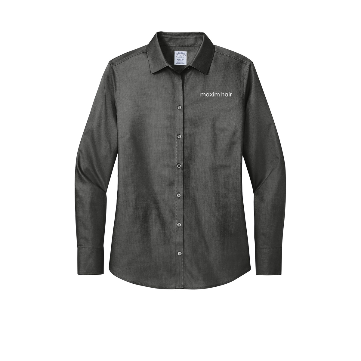 maximhairrestoration-brooks-brothers-womens-wrinkle-free-stretch-nailhead-shirt-embroidery-leftchest-BB18003-deepblack-flat-front