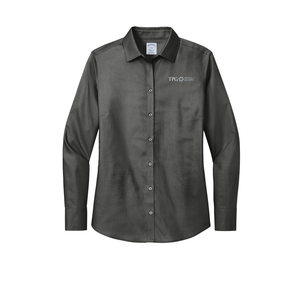 tpghotelsandresorts-brooks-brothers-womens-wrinkle-free-stretch-nailhead-shirt-embroidery-leftchest-BB18003-deepblack-flat-front
