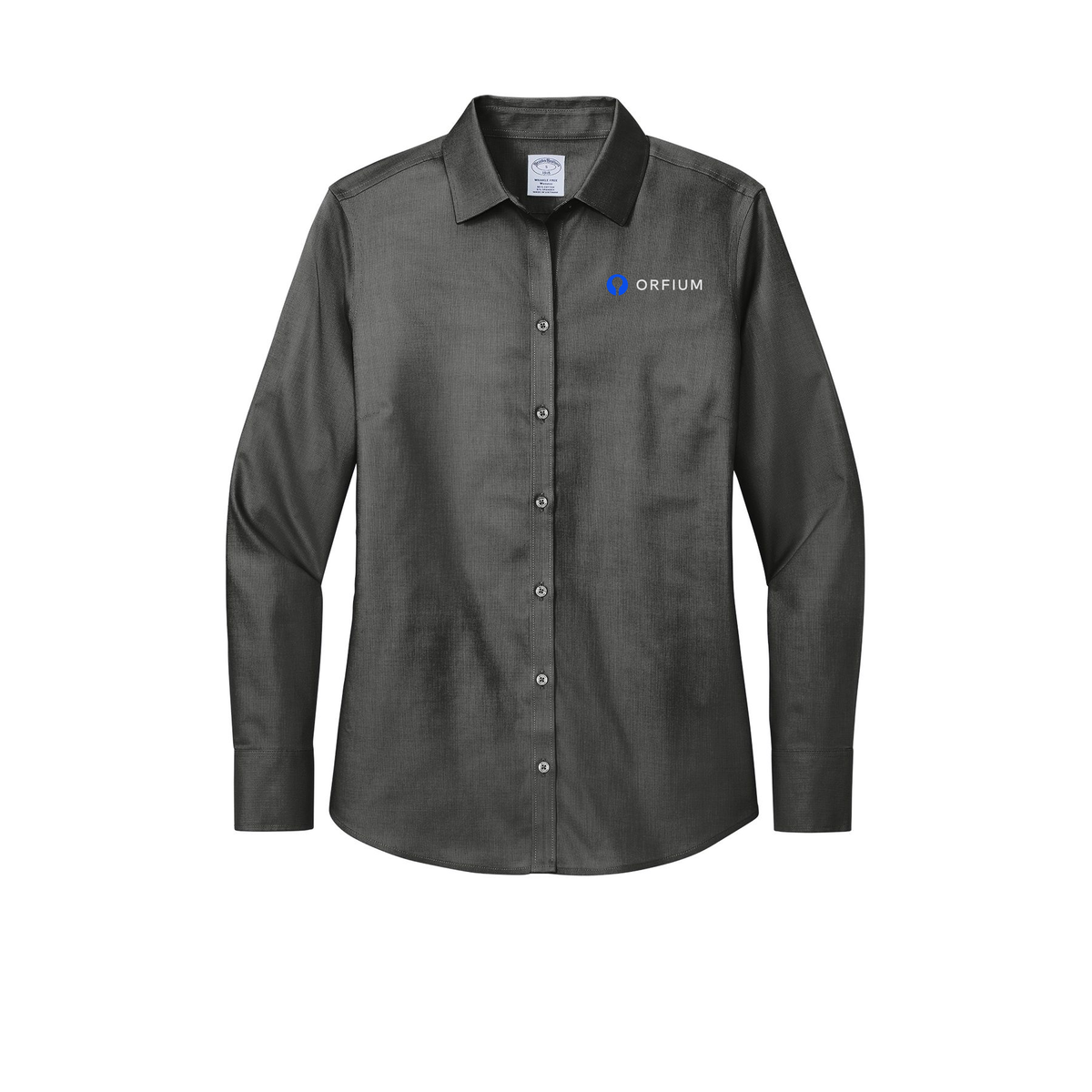 orfium-brooks-brothers-womens-wrinkle-free-stretch-nailhead-shirt-embroidery-leftchest-BB18003-deepblack-flat-front
