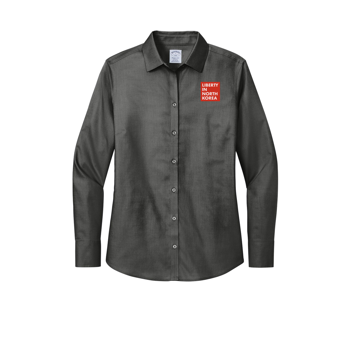 libertyinnorthkorea-brooks-brothers-womens-wrinkle-free-stretch-nailhead-shirt-embroidery-leftchest-BB18003-deepblack-flat-front
