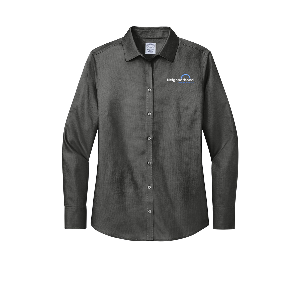 ncschools-brooks-brothers-womens-wrinkle-free-stretch-nailhead-shirt-embroidery-leftchest-BB18003-deepblack-flat-front