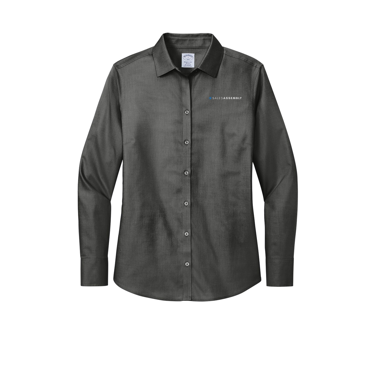 salesassembly-brooks-brothers-womens-wrinkle-free-stretch-nailhead-shirt-embroidery-leftchest-BB18003-deepblack-flat-front