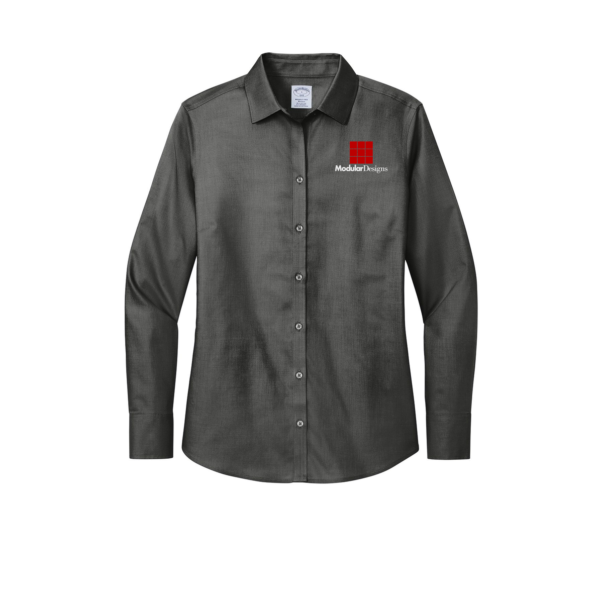 modulardesignsflooring-brooks-brothers-womens-wrinkle-free-stretch-nailhead-shirt-embroidery-leftchest-BB18003-deepblack-flat-front