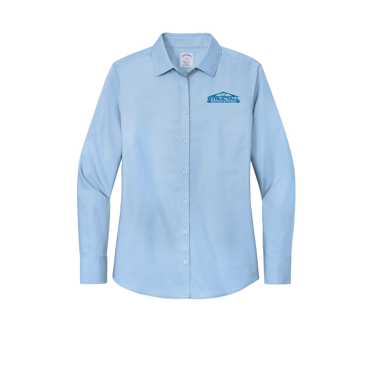 structall-brooks-brothers-womens-wrinkle-free-stretch-nailhead-shirt-embroidery-leftchest-BB18003-newportblue-flat-front
